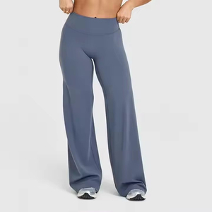 Custom Logo High Waisted Wide Leg <b>Yoga</b> <b>Pants</b> Flare Leggings <b>Plus</b> <b>Size</b> Women Workout Fitness - Product Image 1