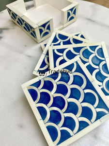 Sous-verre en os incrusté fait main, qualité supérieure, carré, décoration de table de luxe avec couleurs personnalisables - Tradebyd - Product Image 2