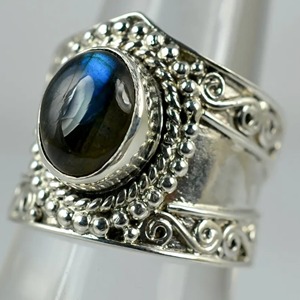 <b>Labradorite</b> <b>Ring</b> 925 Sterling Silver Handmade Boho Statement Promise Jewelry for Women Natural Oval Shape Gemstone Jewelry - Product Image 5