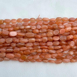 7mm 8mm 9mm 10mm Piedra lunar de melocotón natural Cuentas de piedras preciosas de forma ovalada suave de cuentas al por mayor Proveedor de fabricante regular - Product Image 5