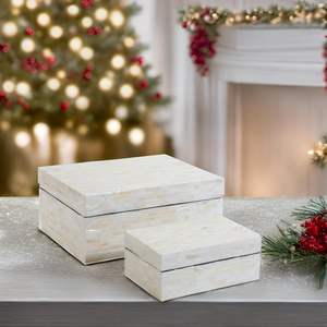 Cajas Decorativas con Tapas, Caja de Madera Rectangular Hecha a Mano con Mosaico para Joyas y Recuerdos, Cofre del Tesoro, Caja Decorativa de Madera para Estante. - Product Image 1