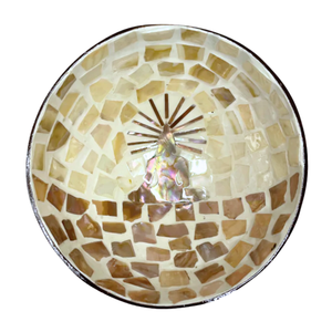 Tazón de Coco de Lujo con Incrustaciones de Concha de Abulón - Tazón Decorativo Pintado a Mano con Laca - Product Image 1