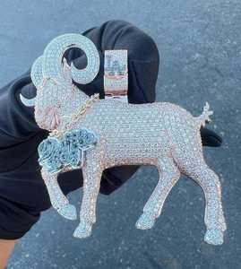 Colgante Personalizado de Moissanita VVS con Forma de Cabra, Chapado en Oro sobre Plata 925, Letra Inicial, Estilo Hip Hop, Certificado GRA - Product Image 4