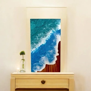 Urne funéraire artisanale en résine motif vague océanique, souvenir commémoratif côtier, personnalisable - Product Image 2