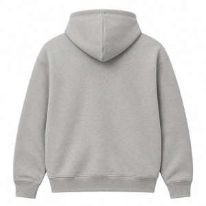 Sweat-shirt à capuche zippé pour homme, gris uni, en polaire, coupe classique, pour l'automne - Product Image 2