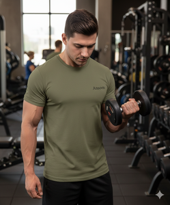 Camisetas Personalizadas de Poliéster Tejido para Hombre, Manga Corta, Color Sólido, Cuello Redondo, Deportivas, Transpirables, de Secado Rápido, Talla Grande - Product Image 2