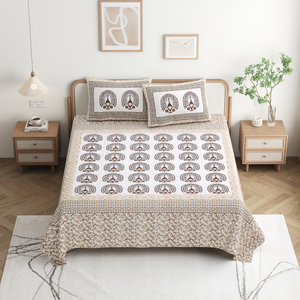 Ensemble de 3 pièces vintage en coton 100% fait main, imprimé à la main motif feuille et floral, personnalisable, style bohème indien, pour la décoration intérieure, toutes saisons, résistant à la décoloration - Product Image 1