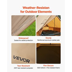 Tenda Invernale Impermeabile per 2 Persone con Foro per Stufa, Pali e Tappetino Ignifugo per Campeggio Invernale - Product Image 5