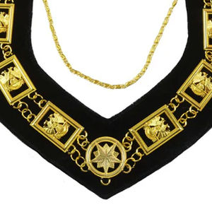 สร้อยคอทองคำและสีดำพร้อมพวงมาลัยลายดอกไม้ สร้อยคอเมสันรอยัลอาร์ช สร้อยคอเมสันแบบสั่งทำพิเศษ สร้อยคอเมสันดีไซน์คุณภาพสูง - Product Image 6