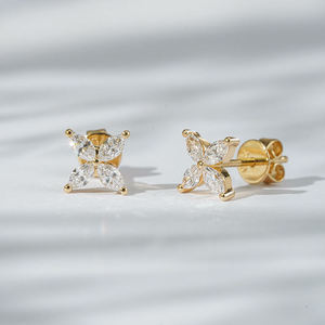 Pendientes de Diamantes Cultivados en Laboratorio con Corte Marquesa en Oro, Oro Rosa, Oro Blanco o Plata VVS VS D E F para Mujer - Product Image 2