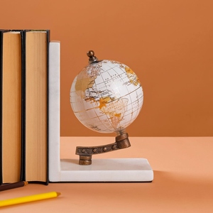 Sujetalibros de mármol de diseño de lujo con mapa del mundo, soporte decorativo para libros, decoración moderna para oficina, tamaño personalizado, globo terráqueo de mármol de lujo - Product Image 3