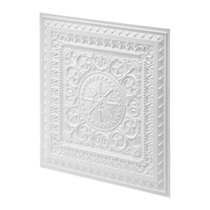 Lot de 24 dalles de plafond en PVC blanc 24x24, panneaux 3D géométriques à encastrer, lisses, résistants aux chocs, plaques peignables - Product Image 1