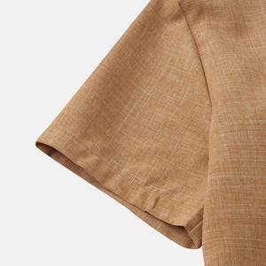 Chemise décontractée pour homme à col carré, motif petites fleurs, boutonnée, vêtement de travail d'été, 100% coton - Product Image 4