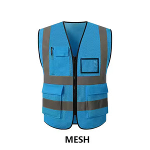 Chaleco de seguridad reflectante de alta visibilidad al por mayor, 100% poliéster, tejido y malla, cómodo, ropa de trabajo, chaleco de seguridad negro - Product Image 5