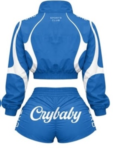 2026 Women's 2-Piece Street Sportswear Set Full-Sleeve T-Shirt and <b>Knee</b>-Length Shorts Breathable Non-Pilling - Product Image 3