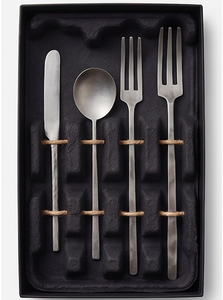 Ensemble de couverts en acier inoxydable avec finition argentée, manches courbes élégantes, couverts raffinés pour la cuisine, la table et les dîners de luxe - Product Image 6