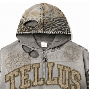 Sudadera con Capucha para Hombre, Diseño Personalizado, Estilo Moderno, con Pedrería, 100% Algodón, Alta Calidad, Corte Holgado, Transpirable, Estilo Urbano - Product Image 2