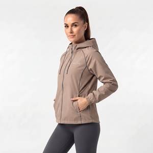 <b>Women</b> <b>Hooded</b> Running <b>Jacket</b> <b>Lightweight</b> Sports Windbreaker Full Zip Training <b>Jacket</b> Custom Logo Activewear - Product Image 4