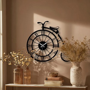 Earliest Century Style Bicycle Shape Wall <b>Clock</b> For Living Room Time Management Helps Maintain Daily Routine And Schedule - Product Image 3