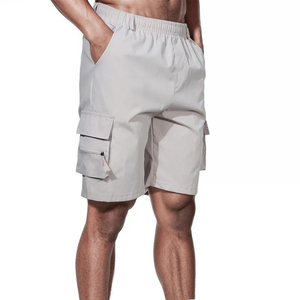 Shorts cargo gris clair pour homme, taille mi-haute, élastique, séchage rapide, tissu Oxford, décontractés, avec poches - Product Image 1