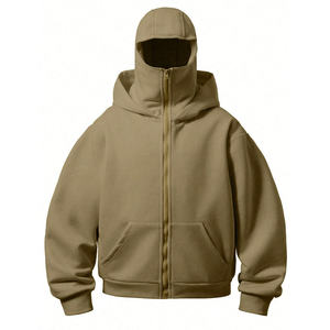 Sweat-shirt à capuche zippé en polaire pour homme, coupe ample, couleur unie, décontracté, coupe classique, pour l'automne - Product Image 1