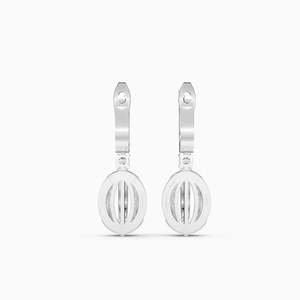 JEWELLERY PLANET Boucles d'oreilles créoles de luxe en or 10K, diamant taille coussin, sertissage clos vintage, design couronne bohème, unisexe, mariage - Product Image 1