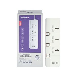 Regleta de Enchufes con Cable de Extensión de 2m, Personalizable al por Mayor, para Hogar y Oficina, con 1 Puerto USB-C y 2 Puertos USB-A, 10A - Product Image 1