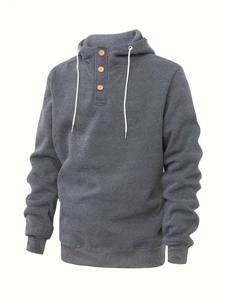 Sweat à capuche boutonné pour homme, vêtements décontractés doux, fabriqué aux États-Unis - Product Image 5