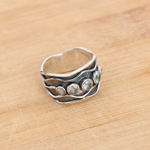 แหวนเงินไวท์โทปาซ แหวนคริสตัลเงิน 925 แหวนแฮนด์เมด เครื่องประดับหรูหรา - Product Image 2