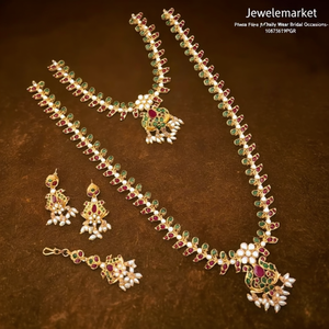 Ensemble de colliers doubles de créateur Jewelemarket, pierres Pota, perles, bijoux plaqués or fin pour un usage quotidien, occasions de mariage - 10575619PGR - Product Image 3
