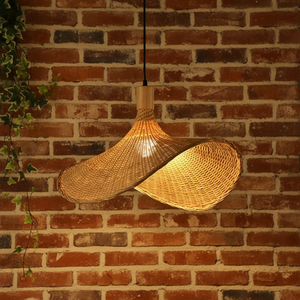 Natural Wicker Lampshade Rattan Pendant <b>Light</b> Cover Handcrafted Boho Ceiling Lamp Shade for Living Room Cafe Hotel Lighting - Product Image 2