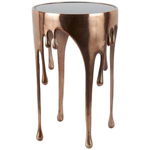 <b>Copper</b> Dripping Round Coffee Table Glass Top Metal <b>Frame</b> Modern Decorative Living Room Furniture 25 Inch - Product Image 2