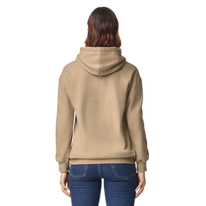 Sweat-shirt à capuche beige uni pour femme, en molleton doux mélangé coton, à manches longues, coupe décontractée, poche kangourou, idéal pour l'hiver - Product Image 2