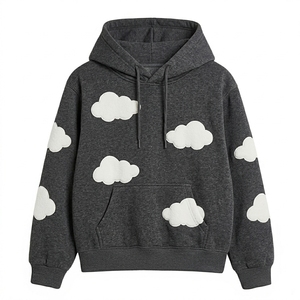 Vente Chaude Sweat à Capuche Blanc pour Femme, 100% Coton, Grammage Lourd, Coupe Oversize Courte, Manches Longues, Style Streetwear, Pull Court - Product Image 5