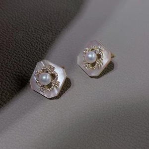 Boucles d'oreilles classiques et polyvalentes en perles d'eau douce, argent S925, crochet d'oreille avec perle ronde Edison, bijoux simples en perle tempérée - Product Image 2
