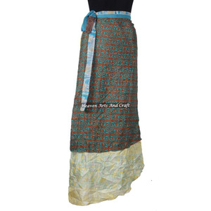 Hot-Sale Ladies Latest Wrap <b>Skirt</b> Design in Summer 2026 2 Layer Reversible Magic Silk Saris Wrap Long <b>Skirt</b> <b>Boho</b> Maxi Reversible - Product Image 6
