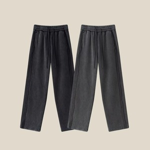 Pantalon Jogger Homme Coupe Droite Décontractée Taille Mi-Haute avec Fermeture Éclair, Doublure Polaire Respirante, Lavage Stone Wash, Écologique, Style Urbain - Product Image 1