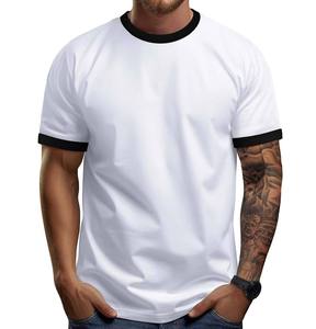 New Arrival High Quality Men's T Shirts Drop Shoulder ringer Cotton Street wear T-shirt Heavyweight Looser Fit Breathable Shirt - Product Image 1