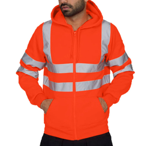 Veste de travail haute visibilité imperméable et réfléchissante à fermeture éclair, avec capuche de sécurité, manches longues, uniforme pour la circulation routière, en polyester - Product Image 4