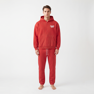 Ensemble de survêtement en coton surdimensionné pour homme, avec fermeture éclair, sweat à capuche et pantalon de jogging, design personnalisé, logo personnalisé, vente en gros - Product Image 1