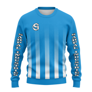 Sudadera de Cuello Redondo a Rayas Azul Cielo para Hombre, con Logotipo Personalizado, Texto en la Manga, Gráfico, para Equipos, Entrenamiento, OEM - Product Image 1