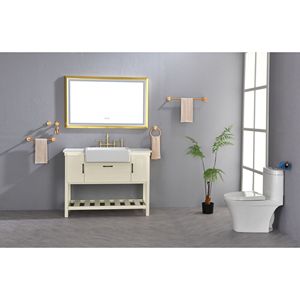 Oversized Rectangular <b>Gold</b> <b>Framed</b> LED <b>Mirror</b> 48 In. W X 30 In. H Anti-Fog Dimmable Wall Mount Bathroom Vanity <b>Mirror</b> Kit for Gym - Product Image 3