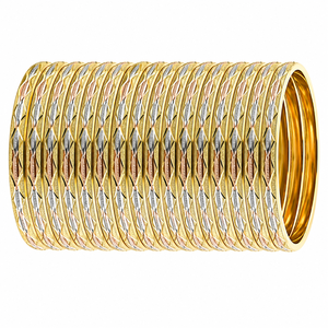 ORO-Z Three Tone Gold Plated CNC Diamond Cut Textured Ethnic <b>Bangles</b> for Women's Party Fashion OEM Customized Jewelry - Product Image 1