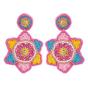Pendientes de Moda con Cuentas, Joyería Artesanal Bordada con Cuentas, Pendientes Hechos a Mano en India, Pendientes de Colores - Product Image 1