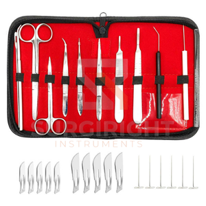Kit chirurgical réutilisable en acier inoxydable pour dissection ORL : Scalpel, pinces, ciseaux, aiguilles de décollement, sondes - OEM par Blush - Product Image 2