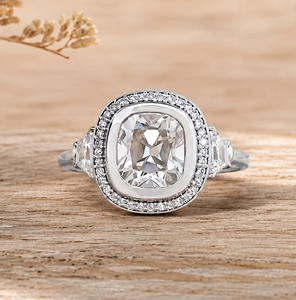 Customization Jewelry 10K 14K 18K Solid Gold <b>Old</b> Mine <b>Cushion</b> Cut Lab Diamond Halo Engagement Ring Vintage Inspired Fine Jewelry - Product Image 3