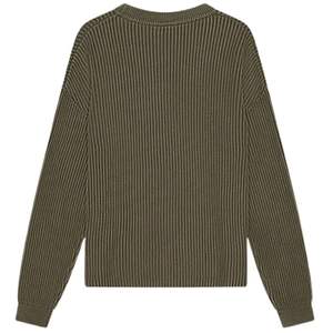 Pull ras du cou côtelé kaki délavé pour homme – Style décontracté avec détails côtelés - Product Image 2