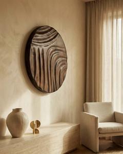 Décoration murale moderne, élégante, ronde, en bois, art mural de luxe pour maisons contemporaines, décoration murale suspendue haute. - Product Image 5