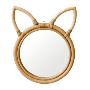 High Quality Cat Ears Rattan <b>Mirror</b> Kids Furniture Kids Room Handwoven Animal Wall Decor Factory Price Wholesale - Product Image 2