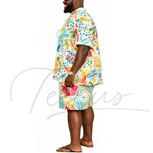 Nouvel ensemble chemise et short hawaïen grande taille pour homme – Imprimé décontracté à manches courtes pour l'été - Product Image 4